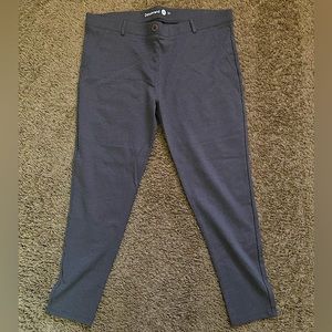 Betabrand Skinny-Leg Silver / Gray Pinstripe Dress Pant Yoga Pants
